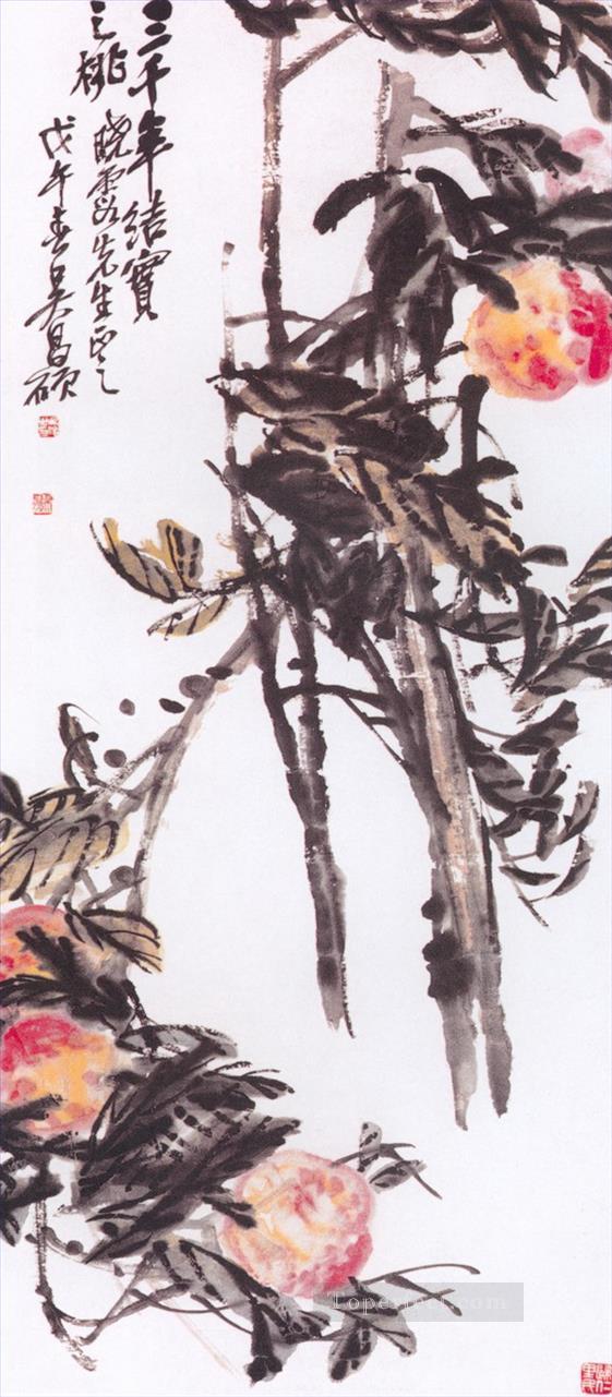 Melocotón Wu Cangshuo de tinta china de 3000 años de antigüedad. Pintura al óleo